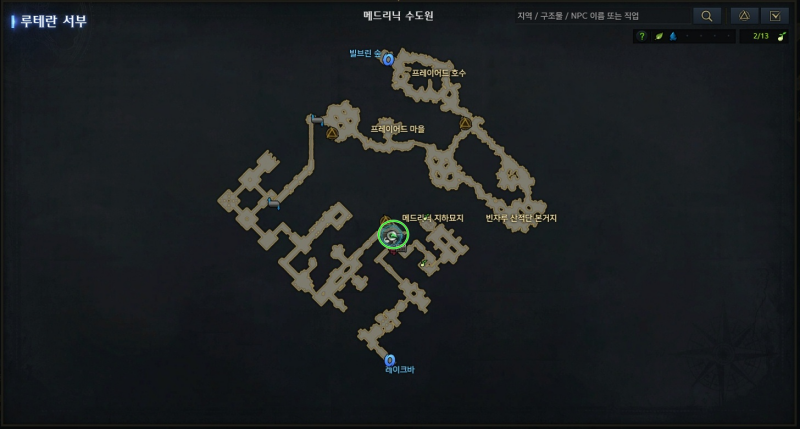 메드리닉 수도원 지도