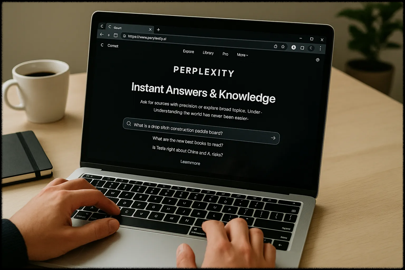 Comet 브라우저에서 퍼플렉시티 플랫폼을 실행 중인 화면