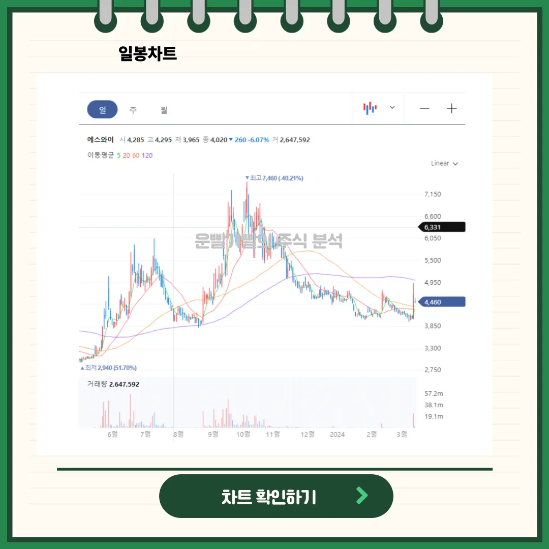 에스와이 일봉/월봉 차트