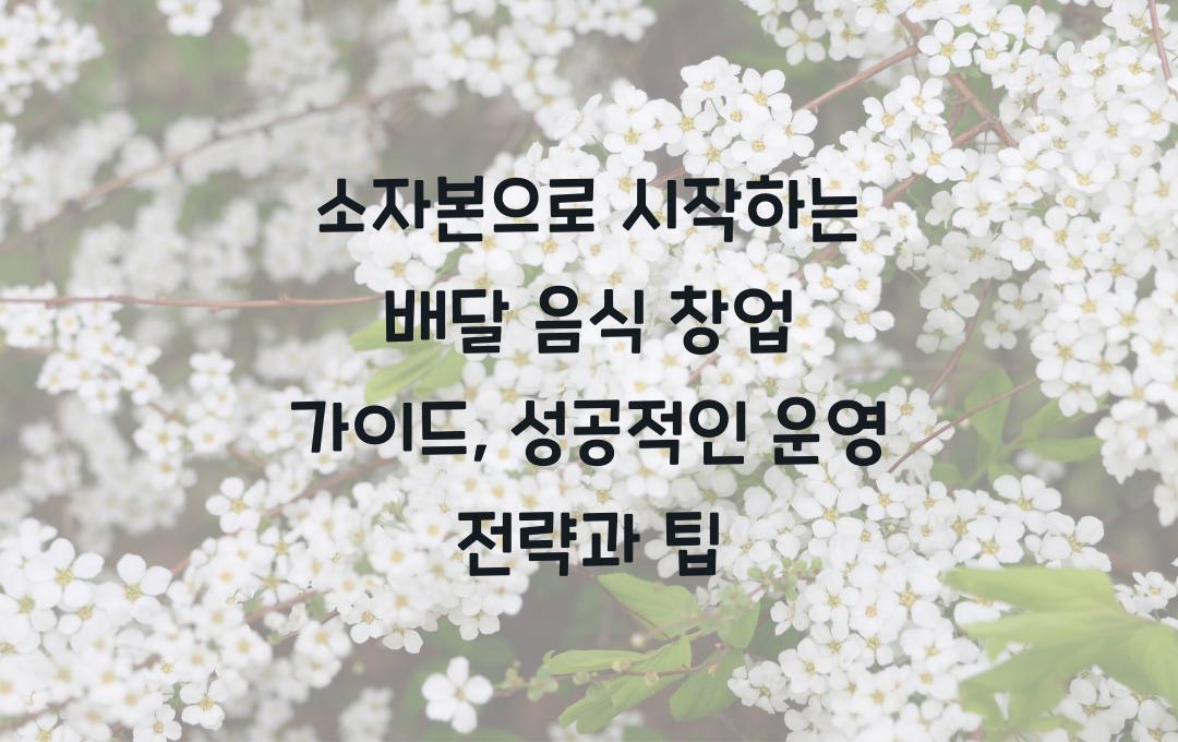 배달 음식 창업 가이드 – 소자본으로 시작하는 법