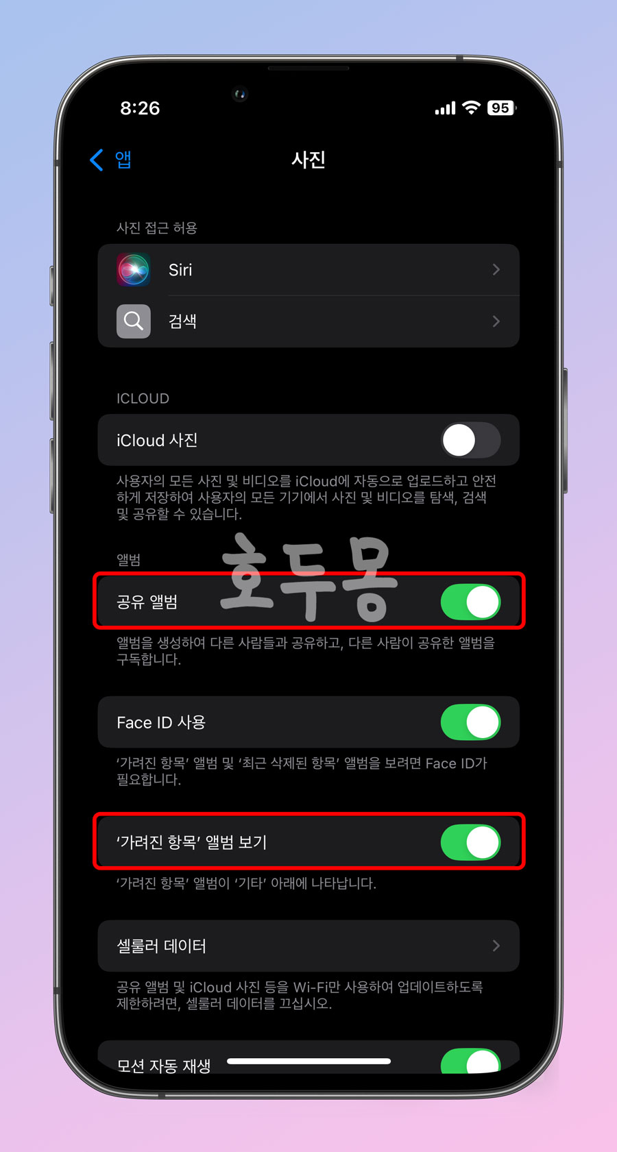 사진 설정