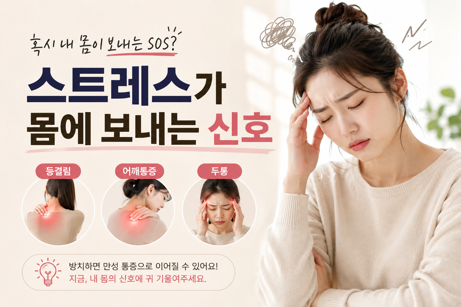 스트레스가 몸에 보내는 신호(등결림,어깨통증, 두통)