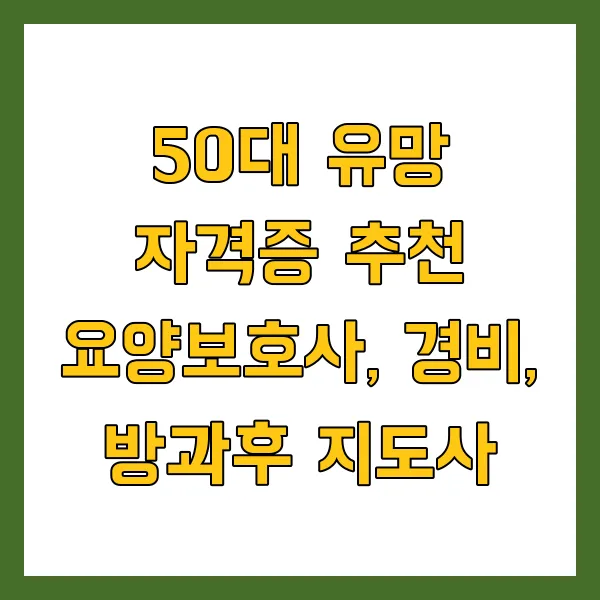 50대 유망 자격증 추천 요양보호사, 경비, 방과후 지도사