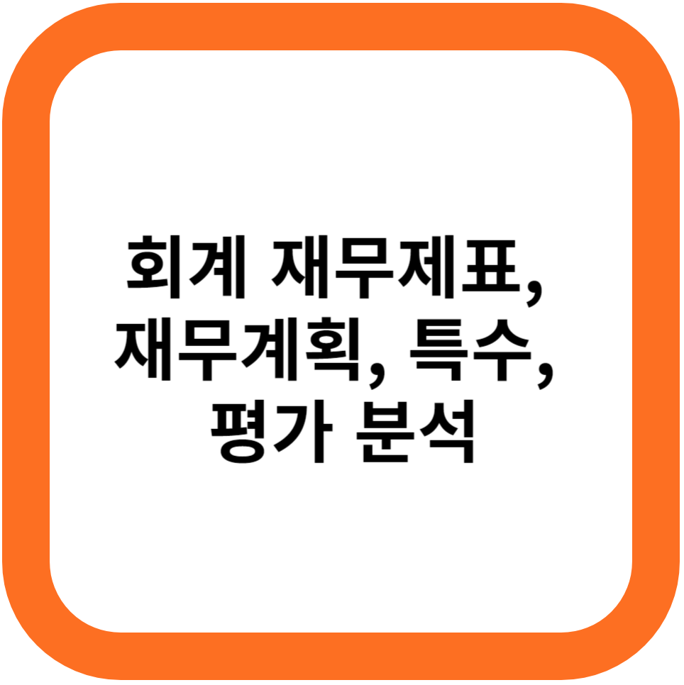 회계 재무제표, 재무계획, 특수, 평가 분석