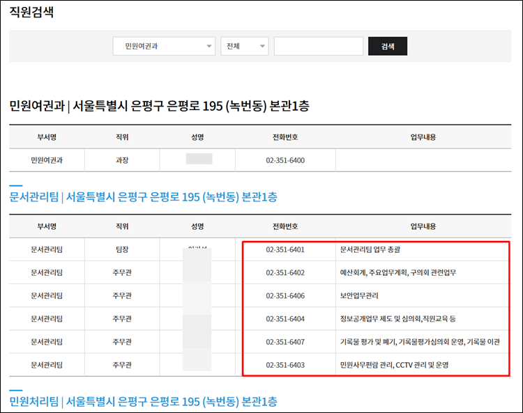 은평구청-전화번호