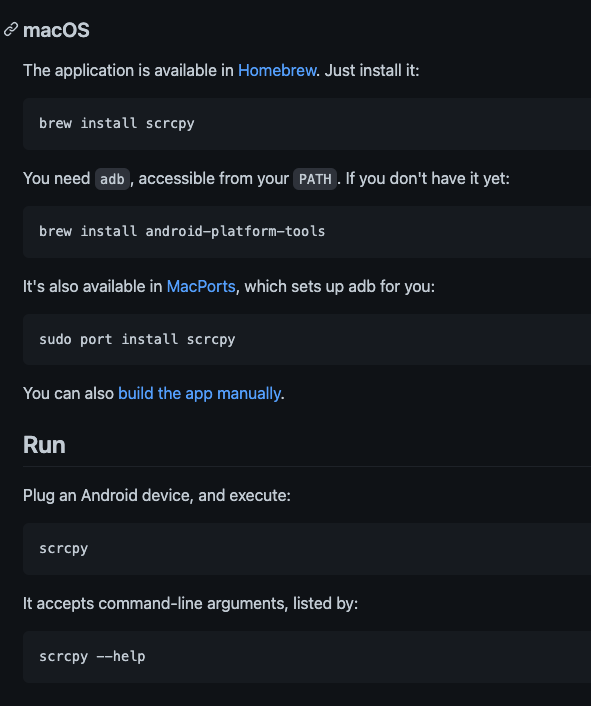 scrcpy 맥 설치법