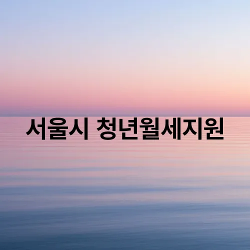서울시 청년월세지원