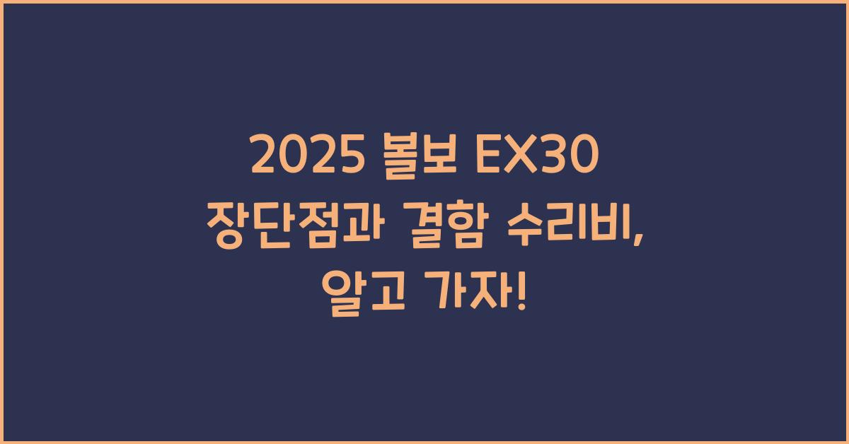 2025 볼보 EX30 장단점 결함 수리비