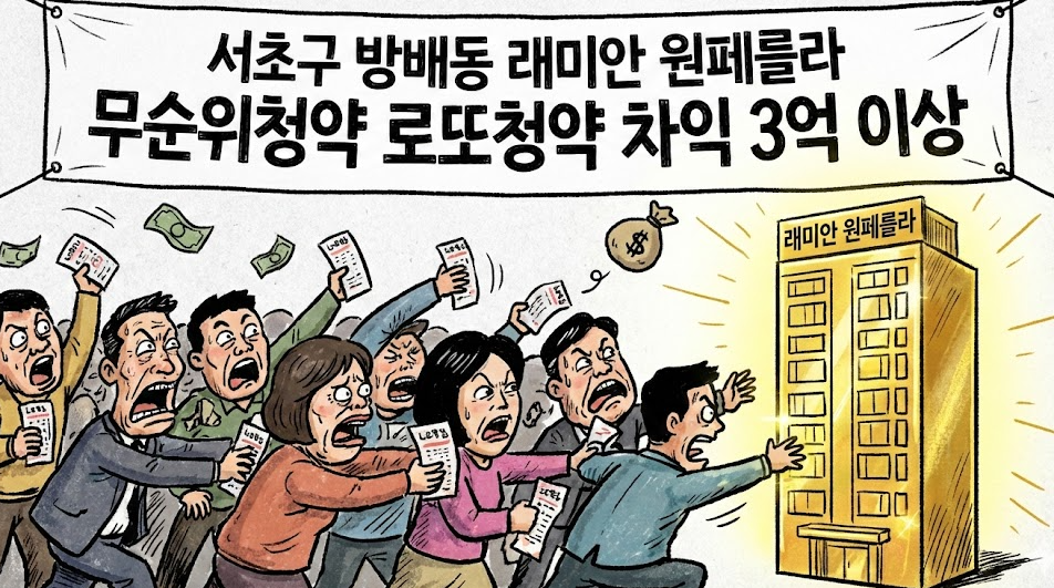 서초구 방배동 래미안 원페를라 무순위청약 로또청약 차익 3억 이상