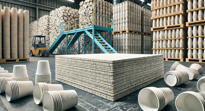 @폐기된 종이컵을 활용한 산업 소재 이미지