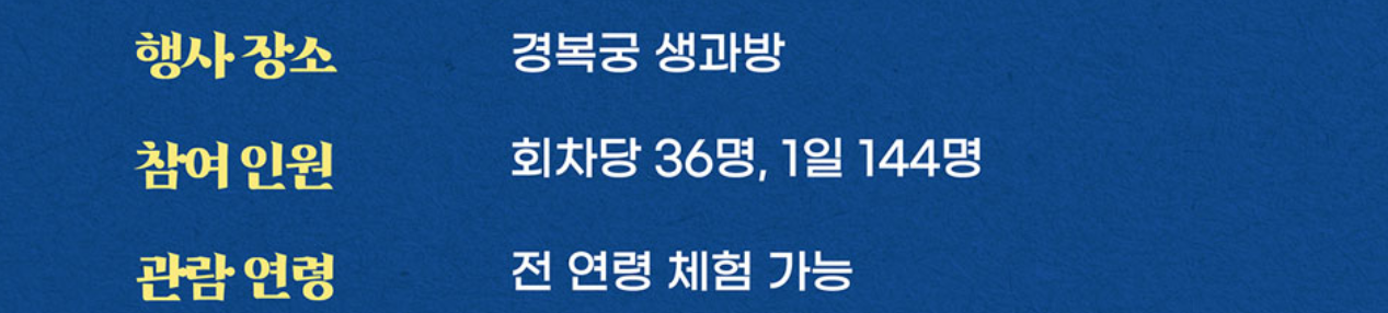 2025 경복궁 생과방 예약 체험 응모