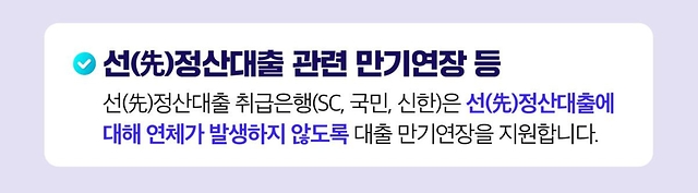 선(先)정산대출 관련 만기연장 등