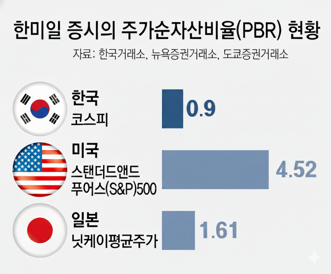 한국, 미국, 일본 PBR