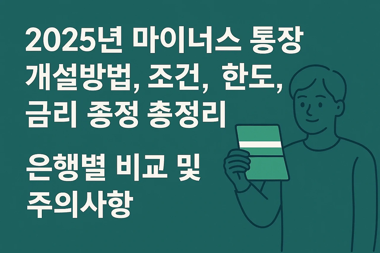 2025년 마이너스 통장 개설방법, 조건, 한도, 금리 총정리 - 은행별 비교 및 주의사항 안내 이미지
