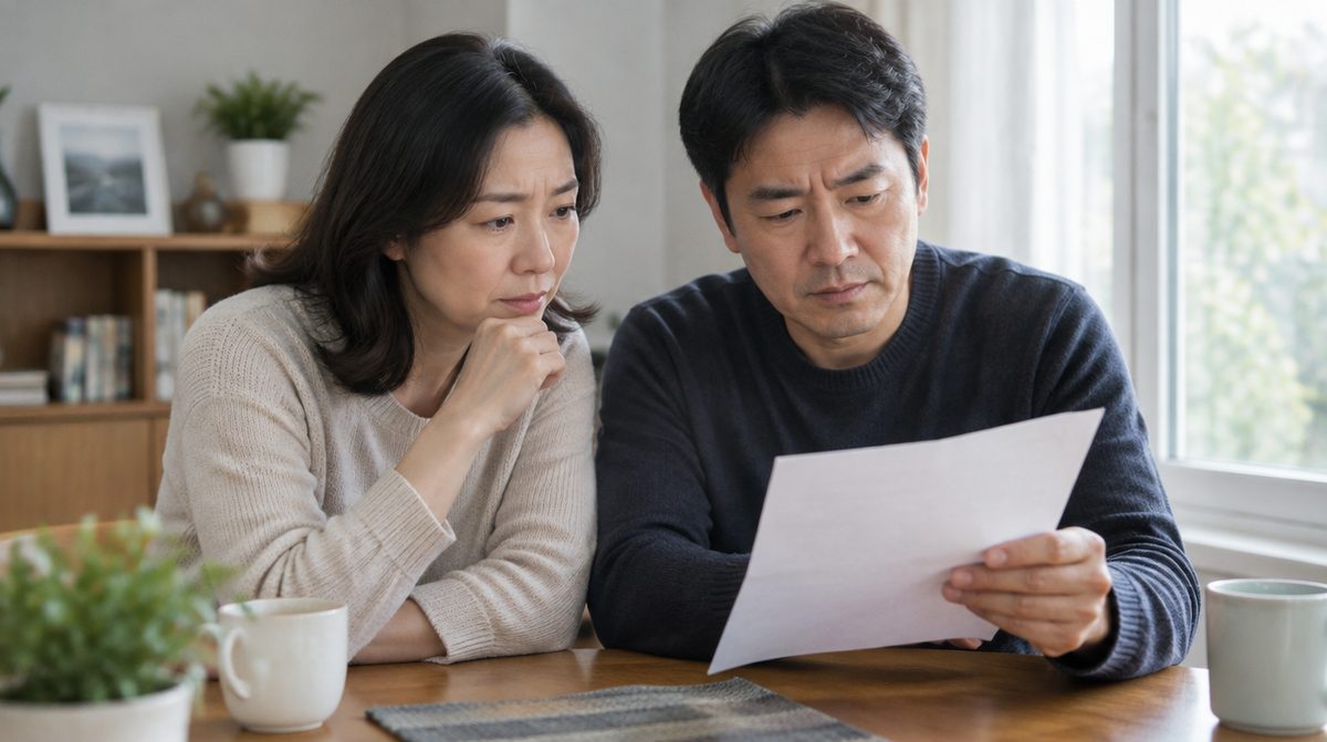 자동차세 고지서를 확인하는 장애인 가족