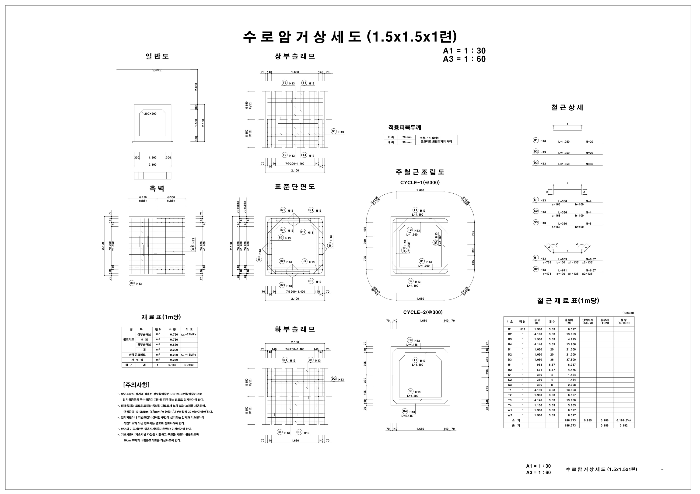 수로암거상세도(1.5x1.5x1련)