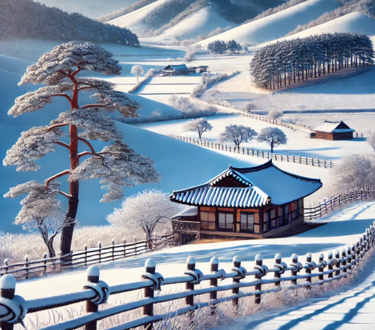 대관령의 겨울 풍경을 표현한 이미지