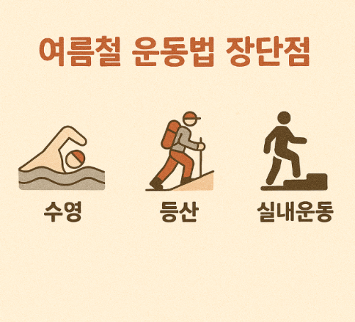 여름철 운동법 장단점 (수영, 등산, 실내운동)