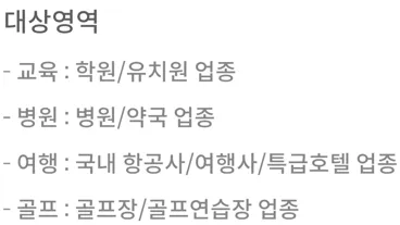 특별적립 대상 영역별 업종 목록