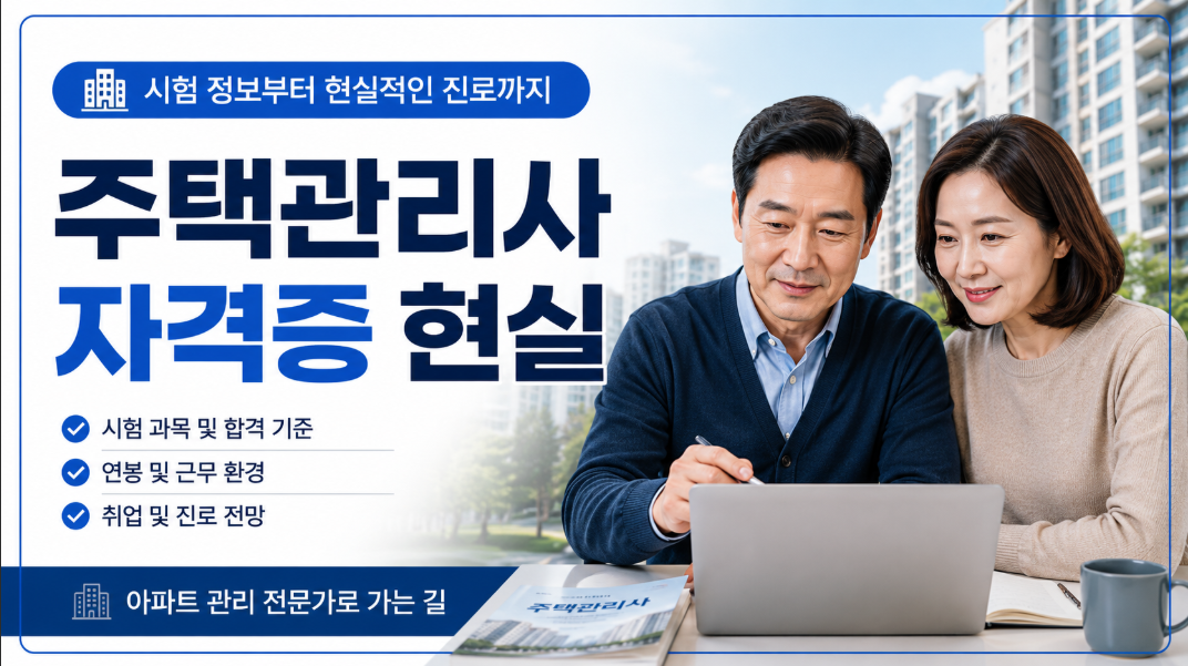 주택관리사 자격증 현실과 시험 난이도 취업 연봉을 확인하는 중장년 모습