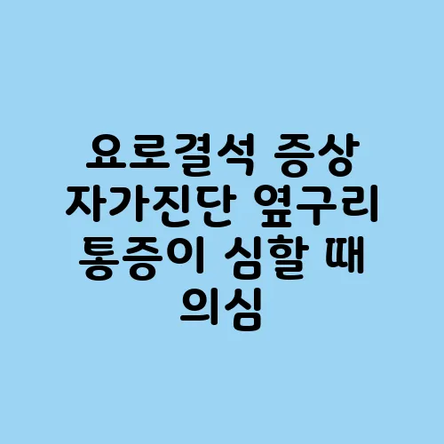 요로결석 증상 자가진단 옆구리 통증이 심할 때 의심