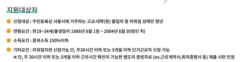 서울시 청년수당 지원대상자