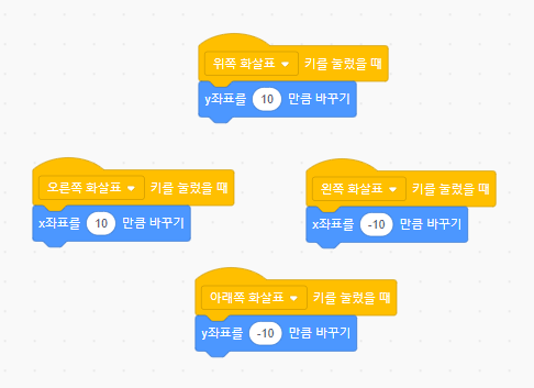 4개의 블록 완성