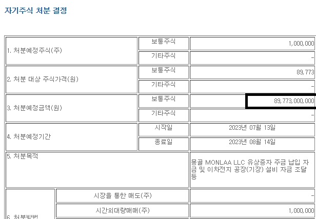 금양-자기-주식-처분-결정-공시