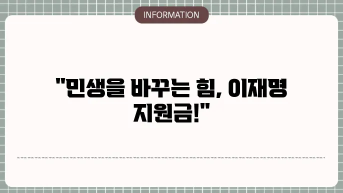 이재명 민생지원금: 정책과 지원 내용