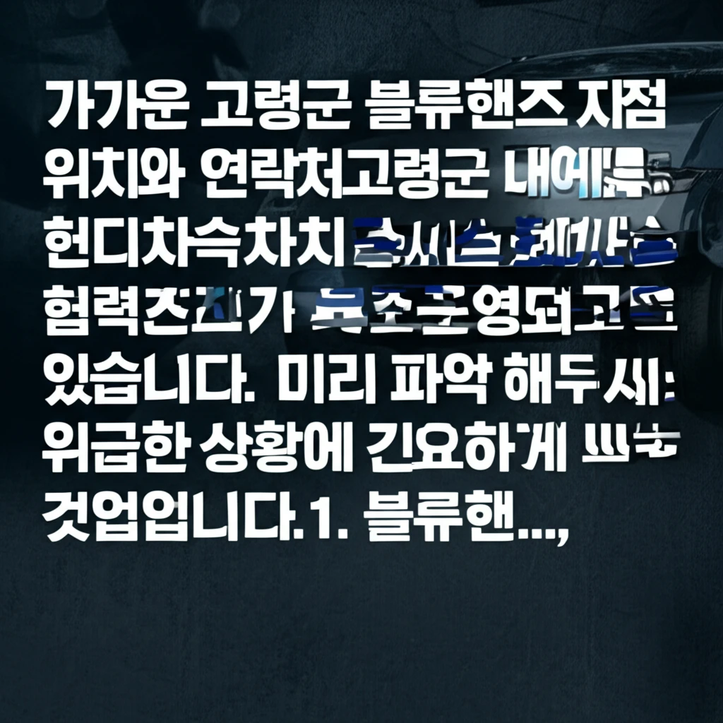 고령군 현대차 서비스네트워크 이용 방..