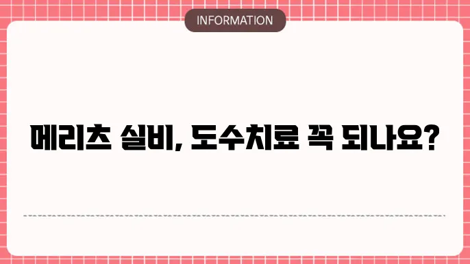 메리츠 실비보험 도수치료 보장여부 확인