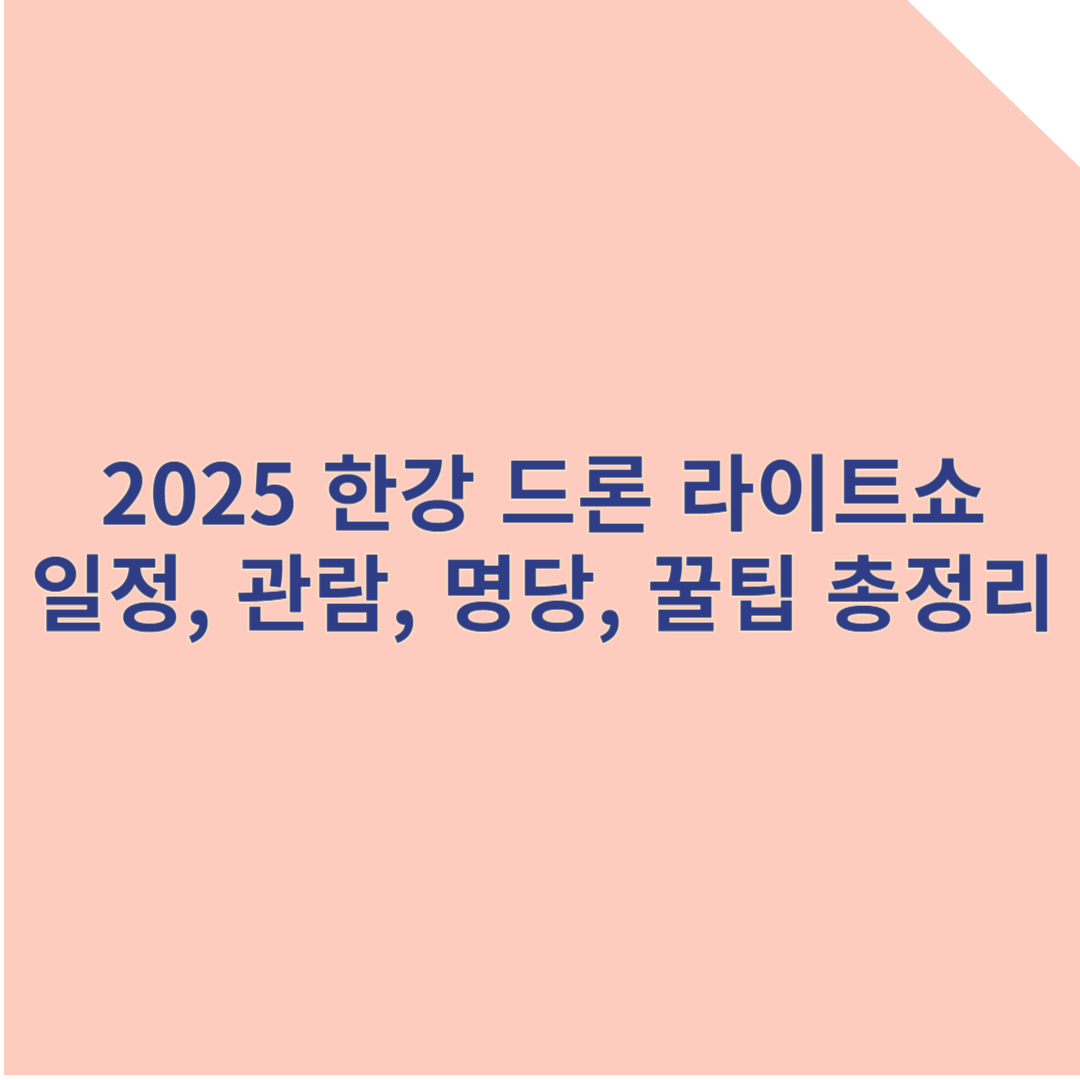 2025 한강 드론 라이트쇼 일정,관람 명당,꿀팁 총정리!