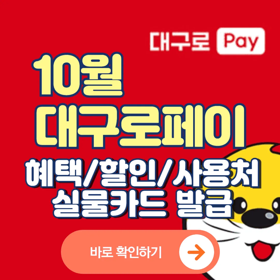 10월 대구로페이 13% 할인 혜택·사용처·충전·실물카드 발급