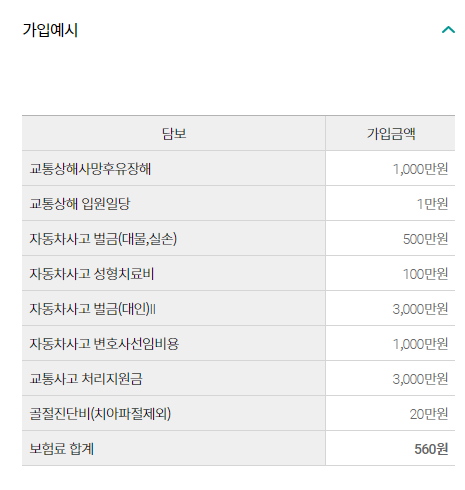 원데이 운전자보험료