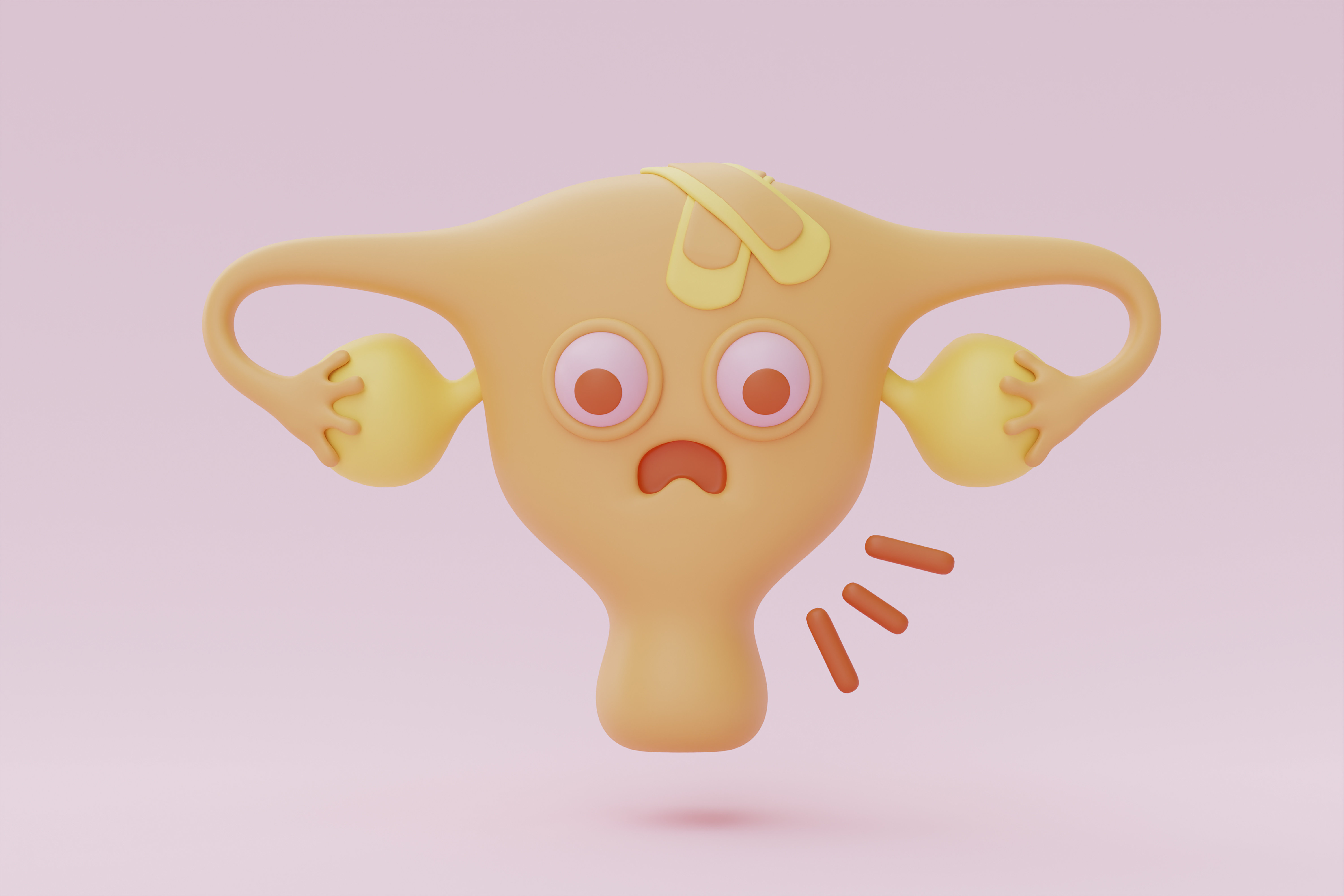 여성의 자궁 이상을 형상화한 이미지 (cartoon-ovary-with-pink-background)