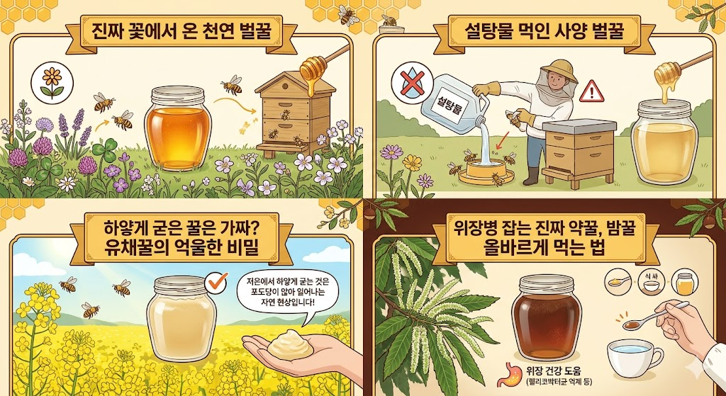 달콤한 벌꿀의 반전 비밀! 천연꿀, 사양꿀, 유채꿀, 밤꿀 완벽 구별법