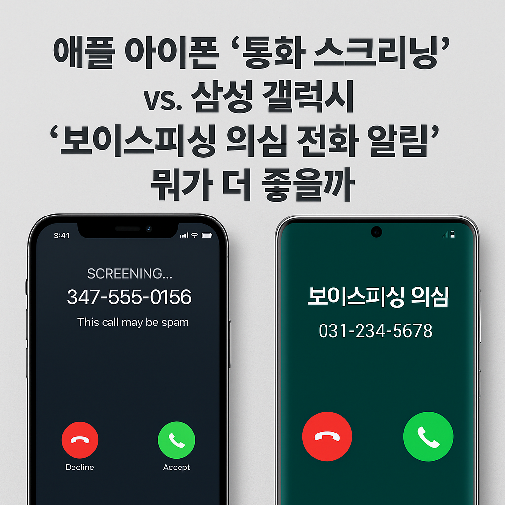 애플 아이폰 &lsquo;통화 스크리닝&rsquo; vs. 삼성 갤럭시 &lsquo;보이스피싱 의심 전화 알림&rsquo;