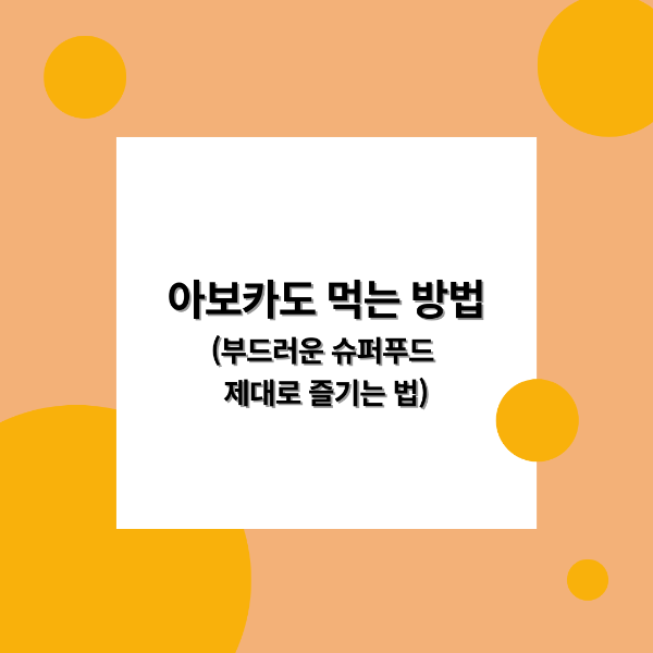 아보카도 먹는 방법