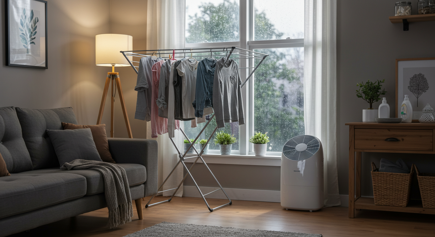 "Rainy Day Indoor Laundry Setup"