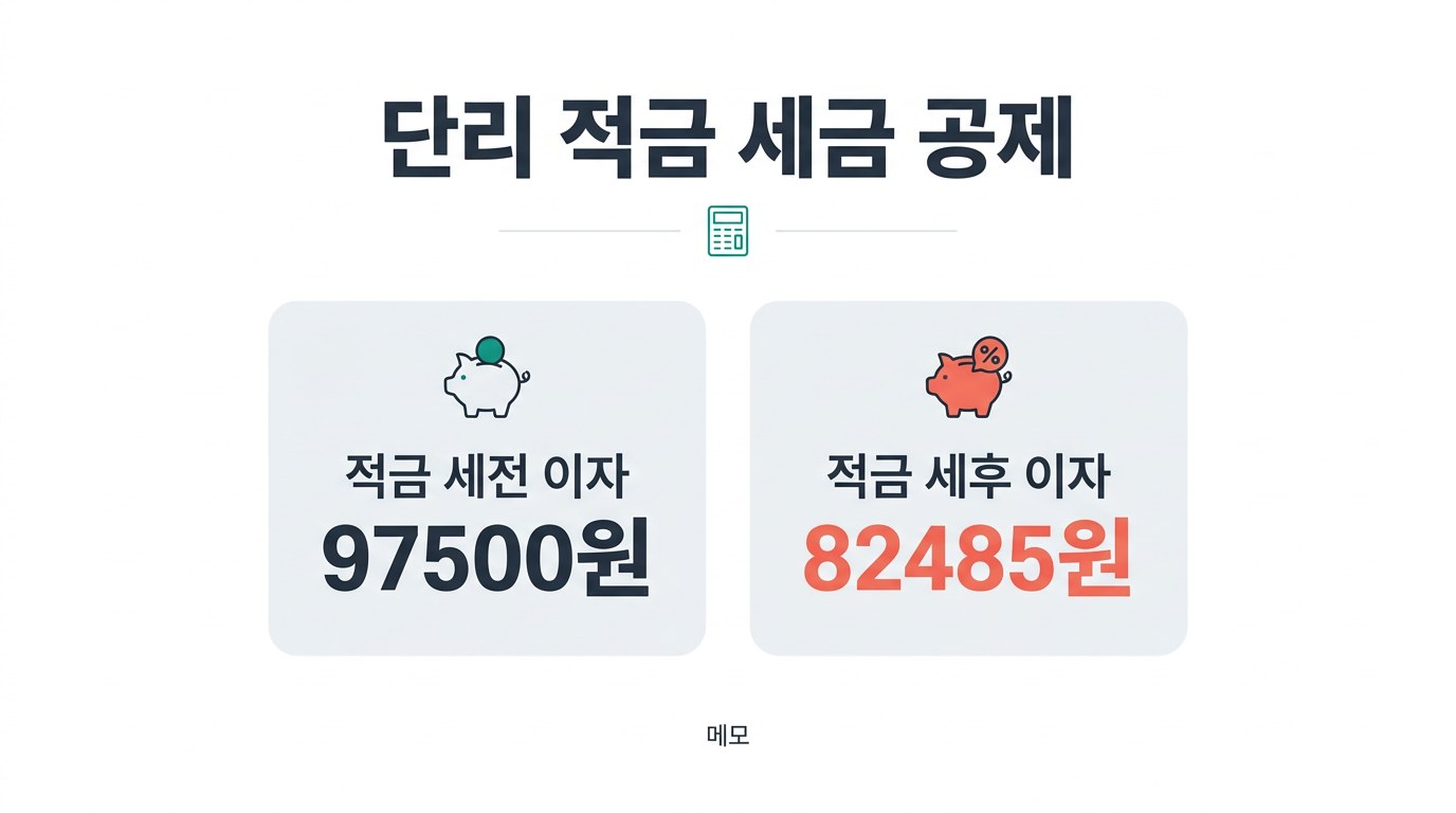 은행 이자 계산기 단리 적금 세금 공제