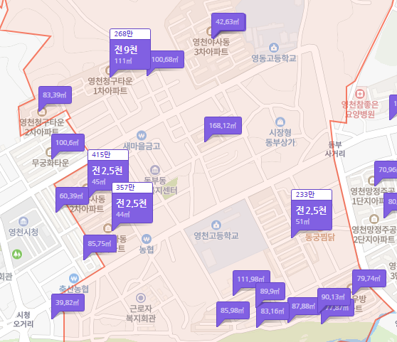 영천 아파트 전세 야사동 매물 현황