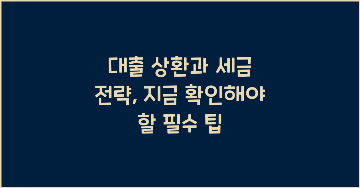 대출 상환과 세금 전략