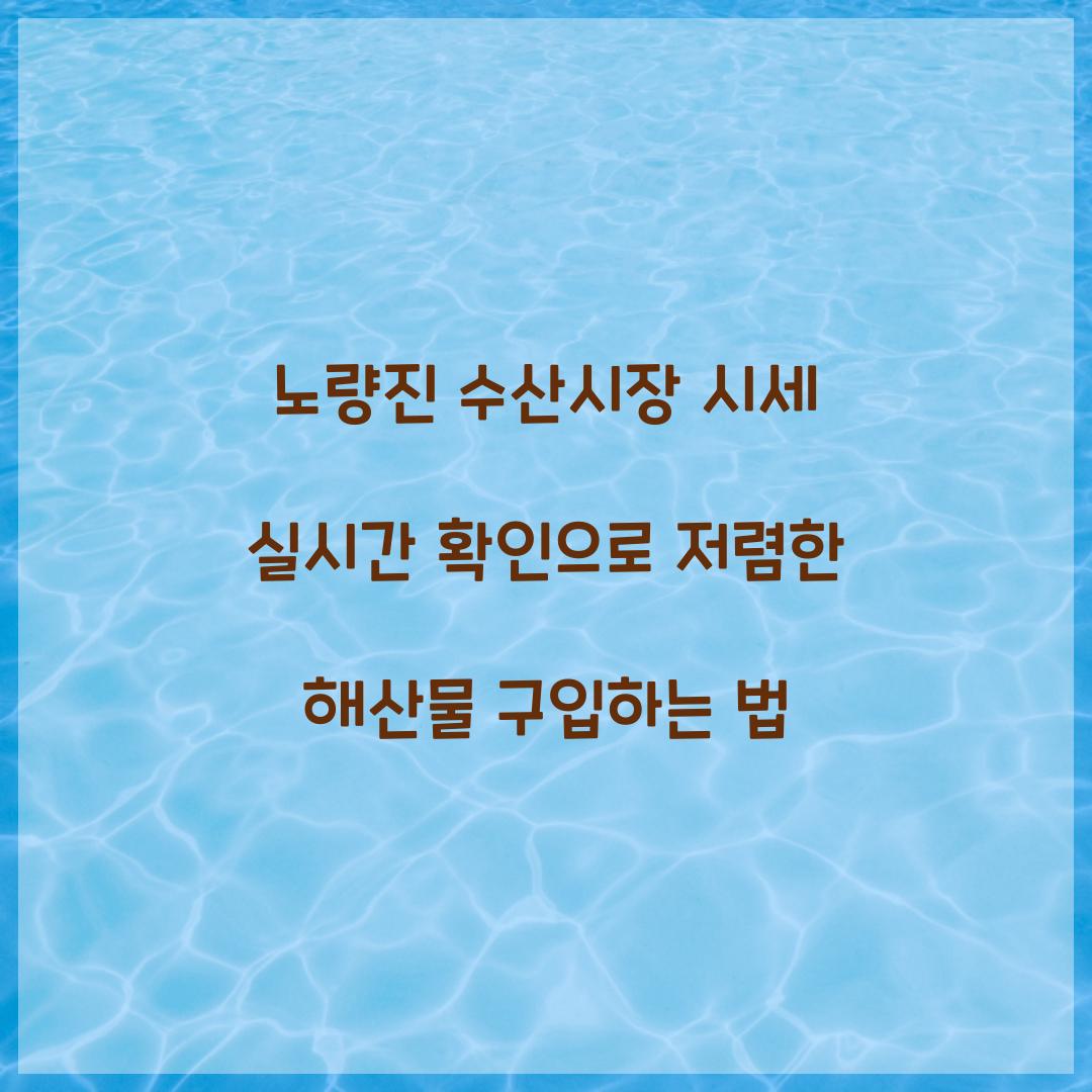 노량진 수산시장 시세 실시간 확인