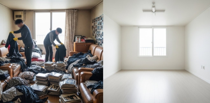 영양 고독사청소 후 도배 모습