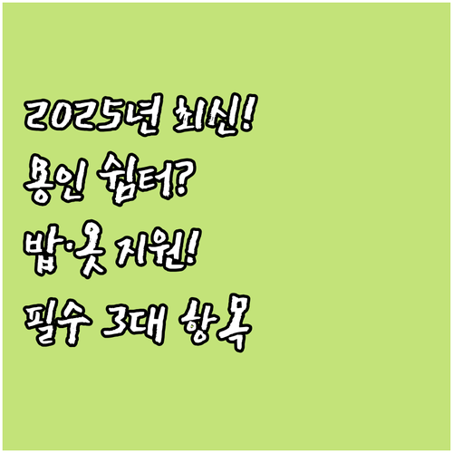 용인시 쉼터 지원 2025 주부식비 ..