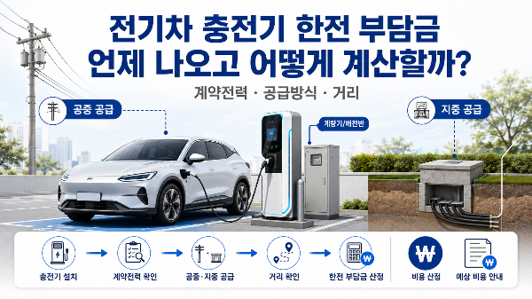 전기차 충전기 한전 부담금의 계약전력과 공급방식, 거리 기준 안내