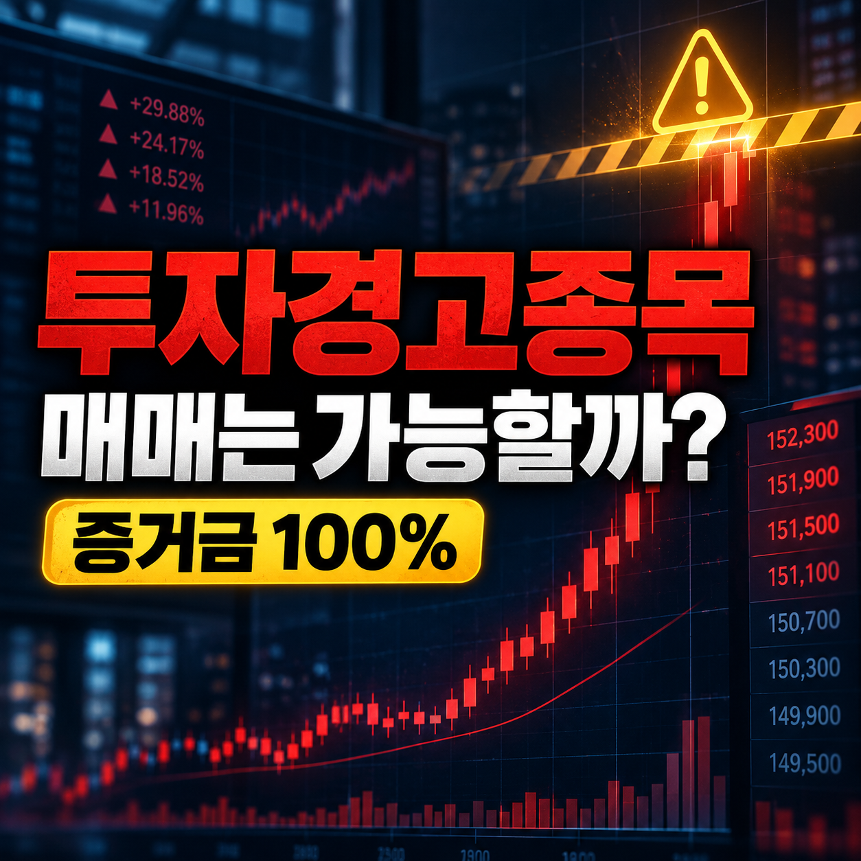 투자경고종목 지정 후 매매 가능 여부와 증거금 100% 안내