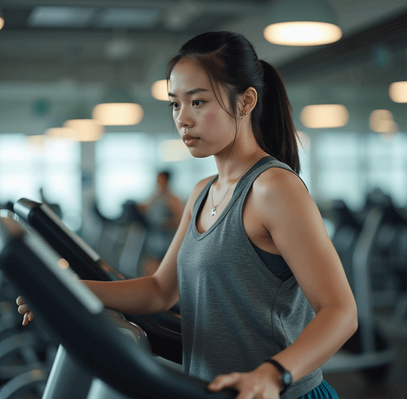 유산소 운동을 하고 있는 20대 여성