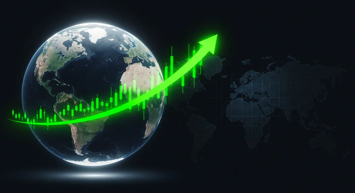 전 세계 주식 시장 전체에 분산 투자하여 글로벌 경제 성장에 참여하는 모습