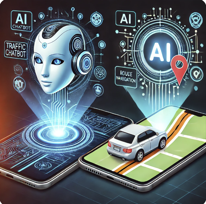 AI 교통 챗봇과 기존 네비게이션,의 차이를 형상화한 사진